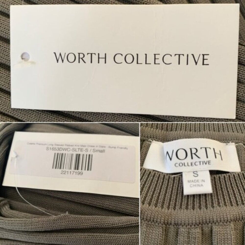 NWT Worth Collective Colette Premium Long Sleeved Ribbed Knit Maxi Dress - Picture 12 of 13